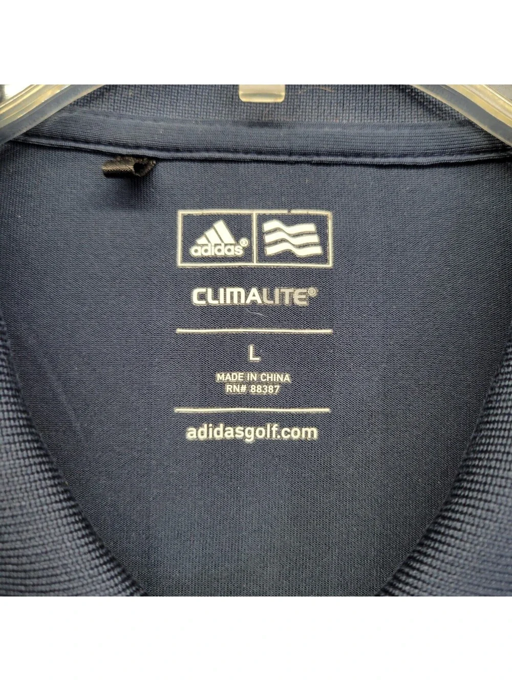 ADIDAS CLIMALITE Men's Polo Shirt Sz L Navy Blue and White Striped